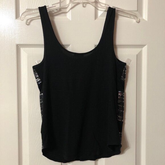 Express Sleeveless Top Size Small Black With Silver Sequins and Beads - Picture 7 of 10